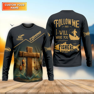 Follow Me And I Will Make You Fishers Of Men Fishing UPF Shirts, Jesus Fishing Shirt, Funny Fishing Shirt