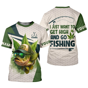 I Just Want To Get High And Go Fishing Largemouth Bass Fishing SPF Shirt For Men, Funny Fishing Shirt