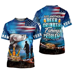 Just Another Beer Drinker With A Fishing Problem UPF Fishing Shirt, Men's Fishing Shirts, Funny Fisherman Gift