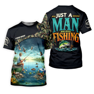 Just A Man Who Loves Fishing Camo Fishing Shirt, Fisherman Gift, SPF Shirt For Men