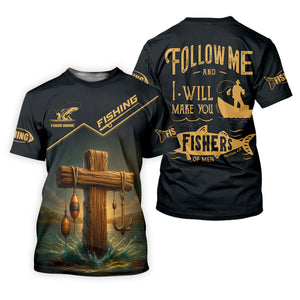 Follow Me And I Will Make You Fishers Of Men Fishing UPF Shirts, Jesus Fishing Shirt, Funny Fishing Shirt