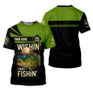 Wishing I Was Fishing Funny Fishing Shirt, Bass Fishing Shirt, SPF Shirt For Men, Men's Fishing Shirt