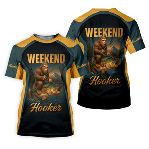 Weekend Hooker Sasquatch Fishing UPF Shirts, Funny Fishing Shirt, Men's Fishing Shirt