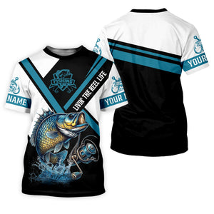 Livin The Reel Life, Funny Fishing Shirt, Men Button Down Shirt, UV Protection Clothing, Bass Fishing