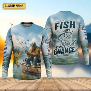 Don't Stand A Chance Men Fishing Shirt, SPF Long Sleeve Shirts, Presents For Fishermen