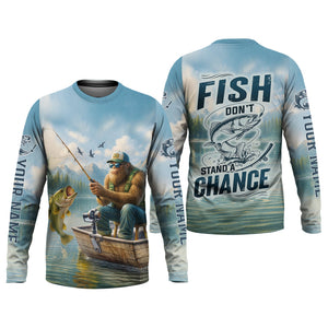 Don't Stand A Chance Men Fishing Shirt, SPF Long Sleeve Shirts, Presents For Fishermen
