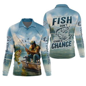 Don't Stand A Chance Men Fishing Shirt, SPF Long Sleeve Shirts, Presents For Fishermen
