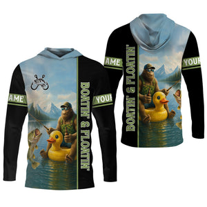 Boatin And Floatin, Bigfoot Fishing Shirt, Funny Fishing Shirt, SPF Shirt, Presents For Fishermen