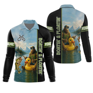 Boatin And Floatin, Bigfoot Fishing Shirt, Funny Fishing Shirt, SPF Shirt, Presents For Fishermen