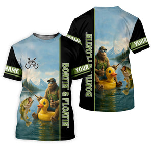 Boatin And Floatin, Bigfoot Fishing Shirt, Funny Fishing Shirt, SPF Shirt, Presents For Fishermen