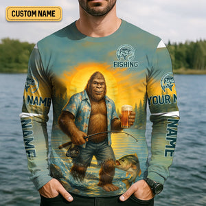 Gone Squatchin, Bigfoot Fishing, Funny Fishing Shirt, SPF Shirt, Fisherman Outfit, Mens Casual Shirts