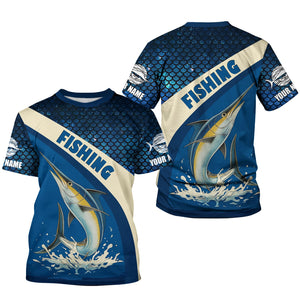 Swordfish Logo Hooded UPF Shirt, Fish Button Up Shirt, Fisherman Outfit, Presents For Fishermen