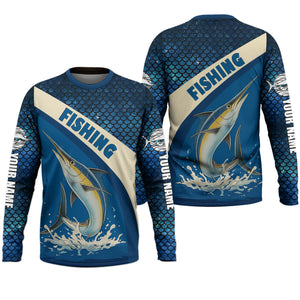 Swordfish Logo Hooded UPF Shirt, Fish Button Up Shirt, Fisherman Outfit, Presents For Fishermen