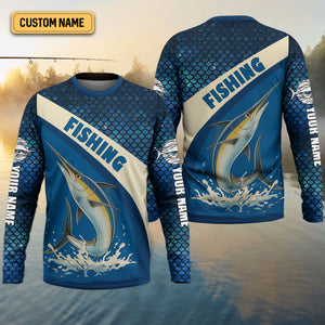 Swordfish Logo Hooded UPF Shirt, Fish Button Up Shirt, Fisherman Outfit, Presents For Fishermen