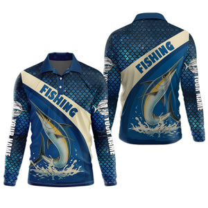 Swordfish Logo Hooded UPF Shirt, Fish Button Up Shirt, Fisherman Outfit, Presents For Fishermen