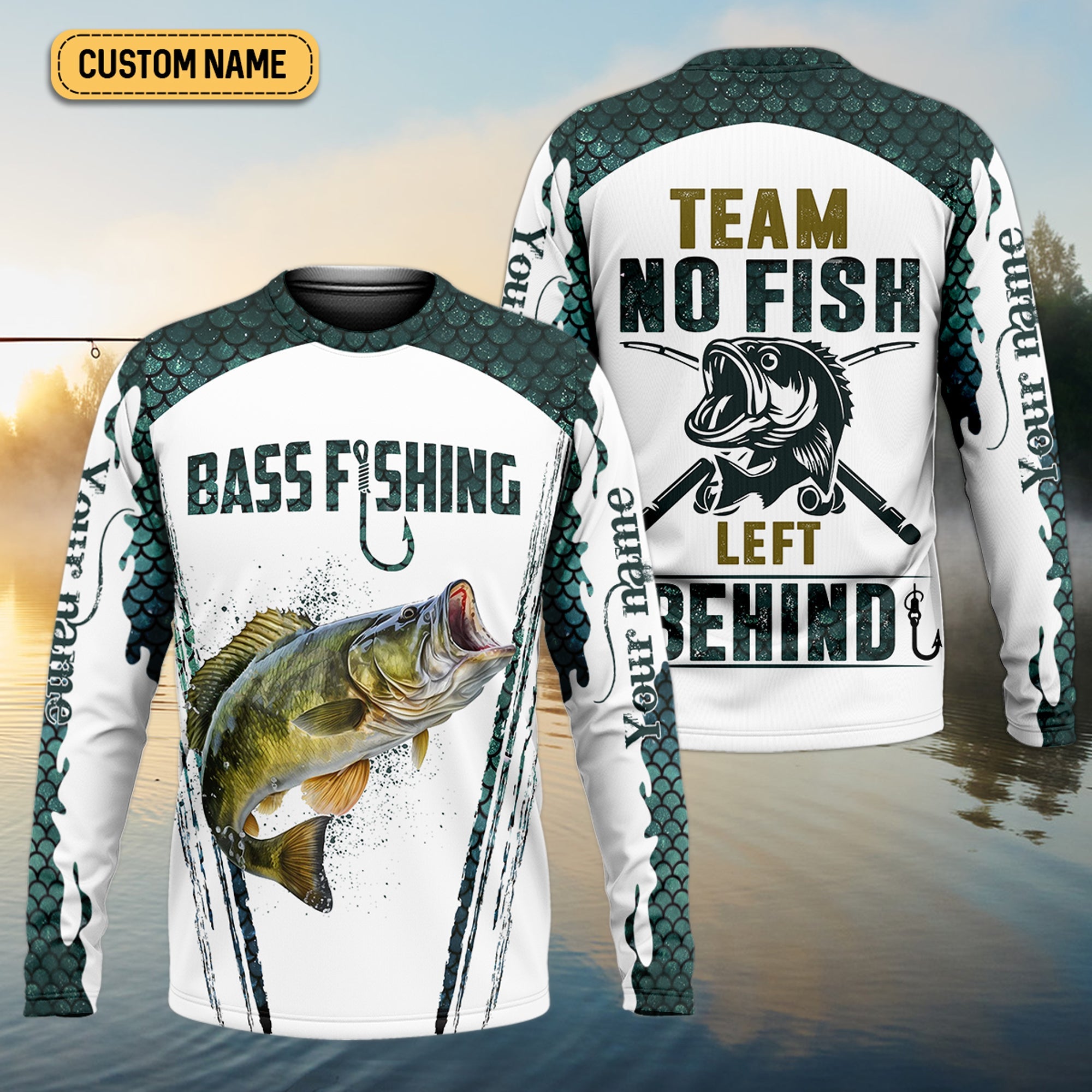 No Fish Left Behind, Team Fishing Shirt, Mens SPF Shirt, Fishing Gifts For Men, Bass Fishing