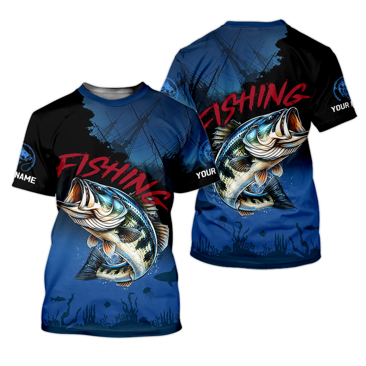 Pro Bass Fisherman, UPF Fishing Shirts, Custom Fishing Shirt, Men Long Sleeve Shirt