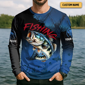Pro Bass Fisherman, UPF Fishing Shirts, Custom Fishing Shirt, Men Long Sleeve Shirt
