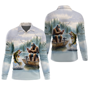 Bigfoot Fishing, Funny Fishing Shirt, SPF Shirts For Men, Hooded Long Sleeve Shirt, Fisherman Gift