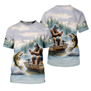 Bigfoot Fishing, Funny Fishing Shirt, SPF Shirts For Men, Hooded Long Sleeve Shirt, Fisherman Gift