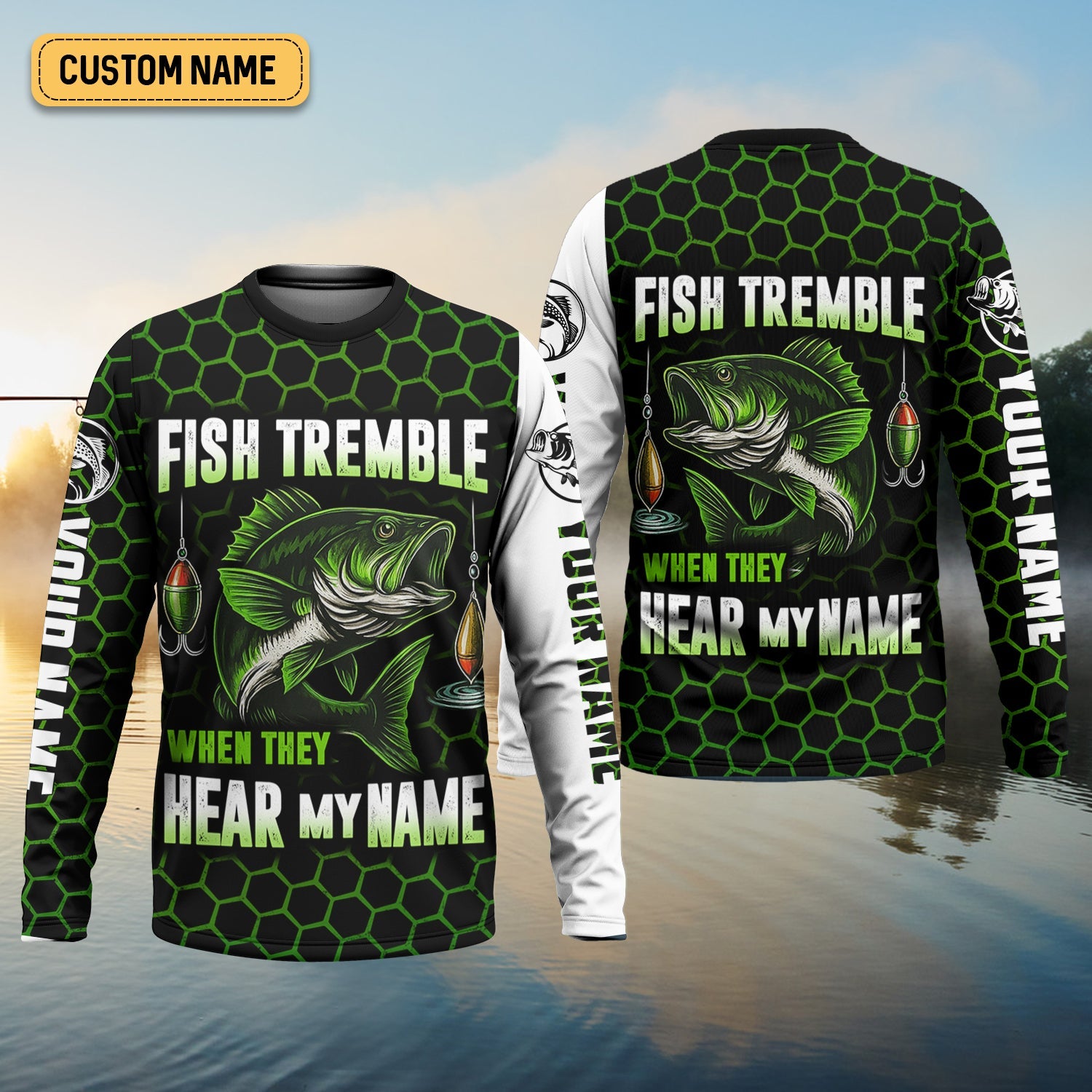 Fish Tremble When They Hear My Name, SPF Long Sleeve Shirts, Funny Fishing Shirt, Men Long Sleeve Shirt