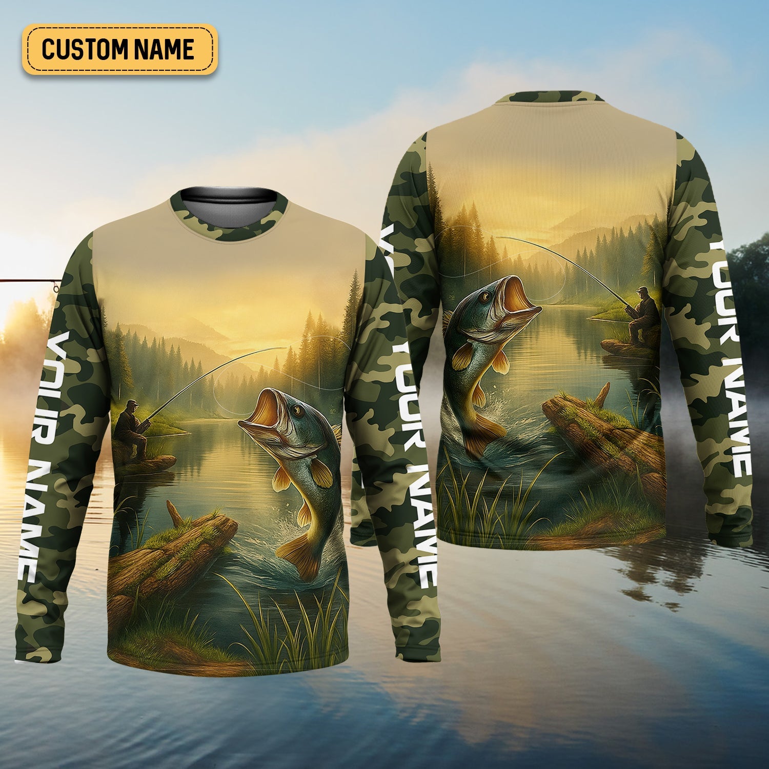Camouflage Fishing Shirts, Fish Button Up Shirt, Long Sleeve Sun Shirt, Presents For Fishermen