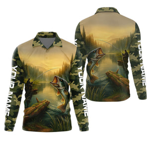 Camouflage Fishing Shirts, Fish Button Up Shirt, Long Sleeve Sun Shirt, Presents For Fishermen