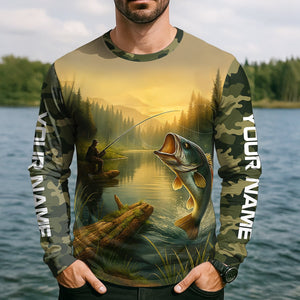 Camouflage Fishing Shirts, Fish Button Up Shirt, Long Sleeve Sun Shirt, Presents For Fishermen