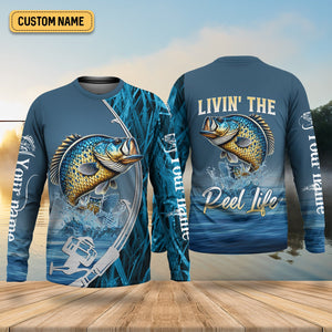 The Reel Life, Fishing UV Shirts, Men Button Down Shirt, Fisherman Gift, Mens Casual Shirts, Crappie Fish
