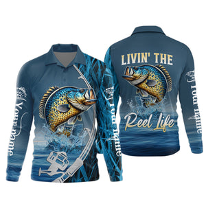 The Reel Life, Fishing UV Shirts, Men Button Down Shirt, Fisherman Gift, Mens Casual Shirts, Crappie Fish