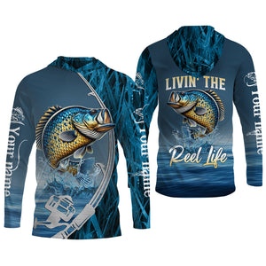 The Reel Life, Fishing UV Shirts, Men Button Down Shirt, Fisherman Gift, Mens Casual Shirts, Crappie Fish