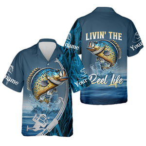 The Reel Life, Fishing UV Shirts, Men Button Down Shirt, Fisherman Gift, Mens Casual Shirts, Crappie Fish