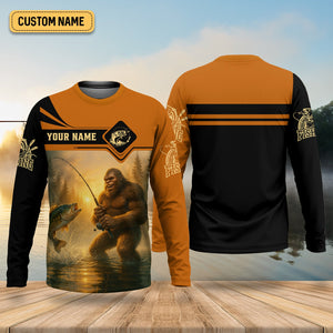 Bigfoot Fishing, SPF Long Sleeve Shirts, Funny Fishing Shirt, Best Fishing Gifts, Mens Casual Shirts