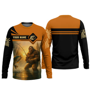 Bigfoot Fishing, SPF Long Sleeve Shirts, Funny Fishing Shirt, Best Fishing Gifts, Mens Casual Shirts