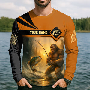 Bigfoot Fishing, SPF Long Sleeve Shirts, Funny Fishing Shirt, Best Fishing Gifts, Mens Casual Shirts
