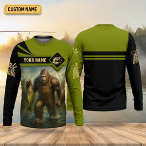 Bigfoot Fishing, SPF Long Sleeve Shirts, Funny Fishing Shirt, Presents For Fishermen, Bass Fishing