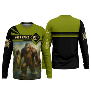 Bigfoot Fishing, SPF Long Sleeve Shirts, Funny Fishing Shirt, Presents For Fishermen, Bass Fishing