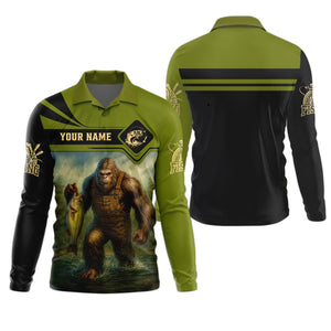 Bigfoot Fishing, SPF Long Sleeve Shirts, Funny Fishing Shirt, Presents For Fishermen, Bass Fishing