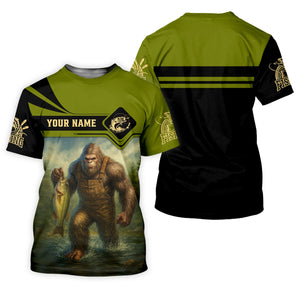 Bigfoot Fishing, SPF Long Sleeve Shirts, Funny Fishing Shirt, Presents For Fishermen, Bass Fishing