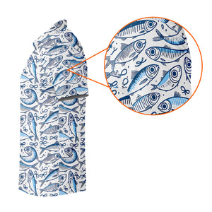 Navy Fish Pattern Fishing UPF Shirts, Men's Fishing Shirts Long Sleeve, Presents For Fishermen