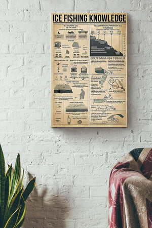 Ice Fishing Knowledge Canvas Gallery Wrapped Canvas Framed Gift Idea