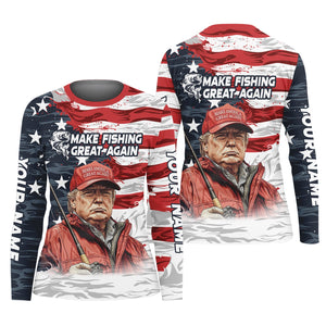 Make Fishing Great Again Patriotic Fishing Shirt, American Flag Fishing Shirt, Women Fishing Shirt
