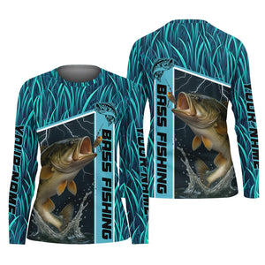 Teal Blue Tournament Fishing Shirts, SPF Long Sleeve Shirts Womens, Female Fishing Shirts