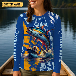 Catch The Wave Hook The Tuna Fishing Women SPF Shirt, Women Fishing Shirt, Funny Fishing Shirt