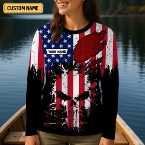 Fishing Saved Me From Becoming A Pornstar Patriotic Fishing Shirt, Funny Fishing Shirt, SPF Shirt, Women Fishing Shirt