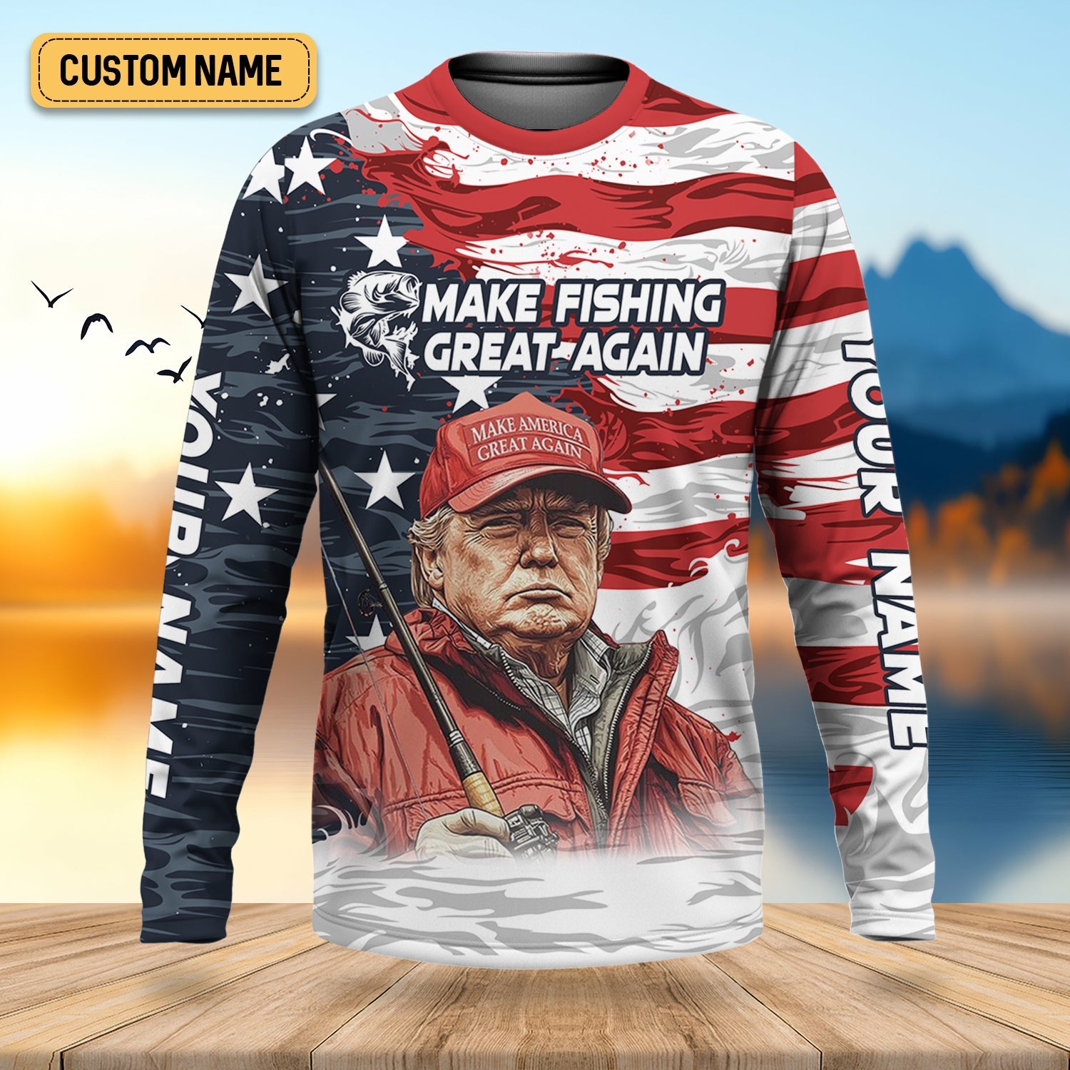 Make Fishing Great Again Patriotic Fishing Shirt, American Flag Fishing Shirt, Fishing Shirts For Men
