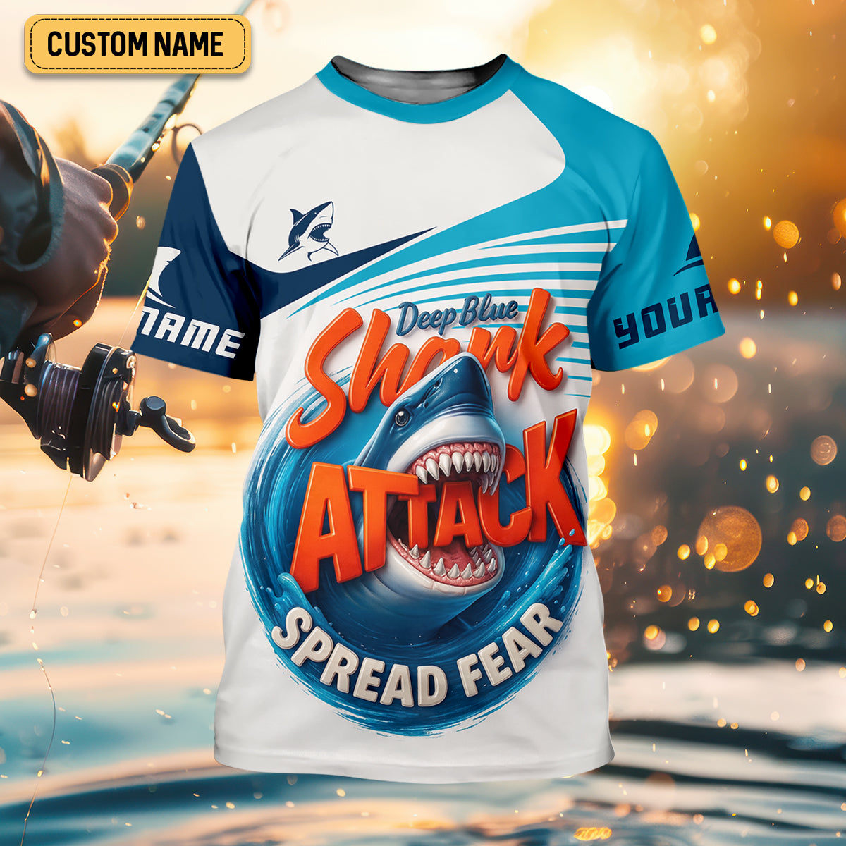 Deep Blue Shark Attack, Unleashing The Beast Of The Deep Fishing UPF Shirts, Mens Fishing Shirts Long Sleeve