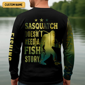 Sasquatch Doesn't Need A Fish Story Funny Fishing Shirt SPF Shirt For Men, Funny Fishing Shirt, Fishing Shirts For Men