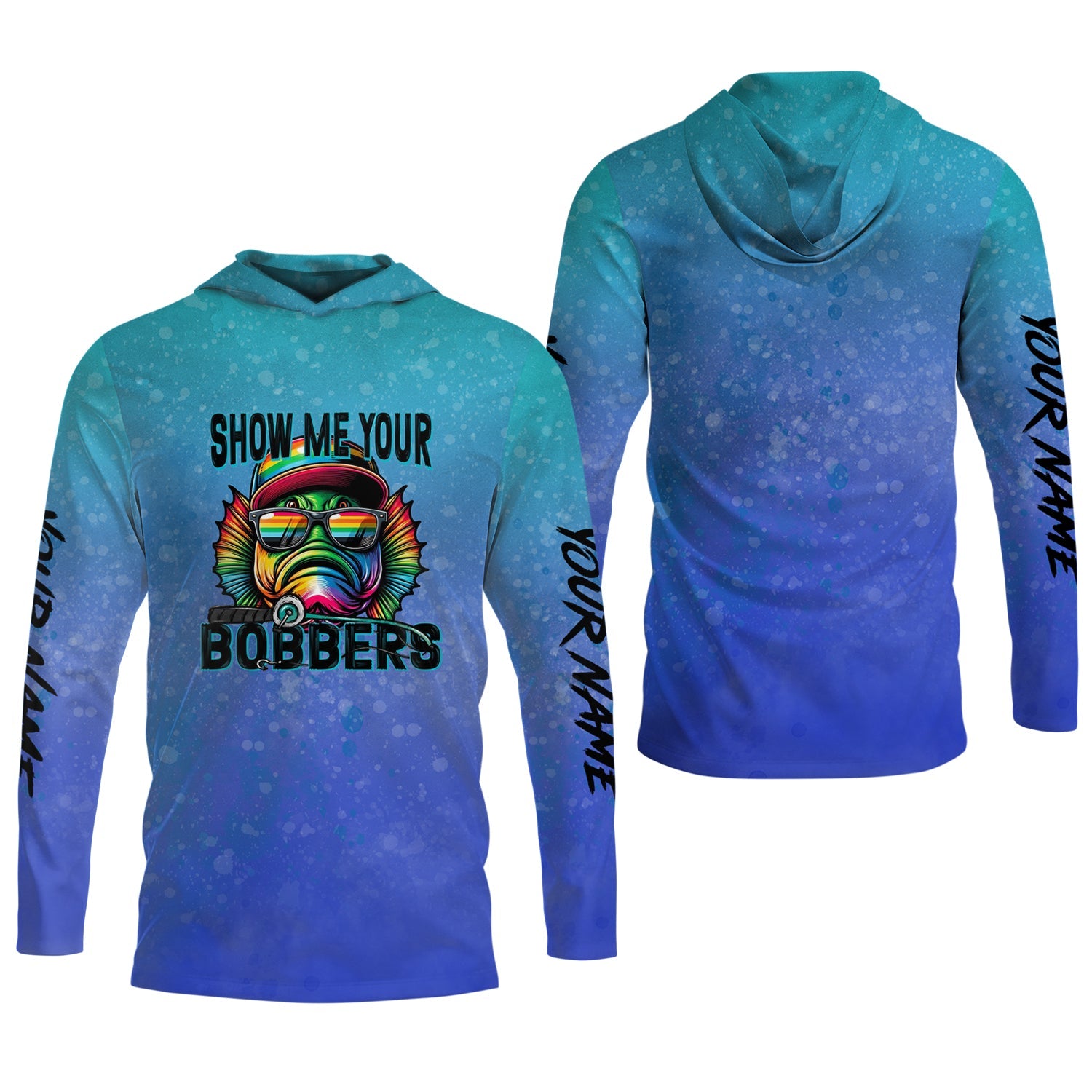 Show Me Your Bobbers Shirt, Blue Neon Men Fishing Shirt, Funny Fishing Shirt, SPF Shirt
