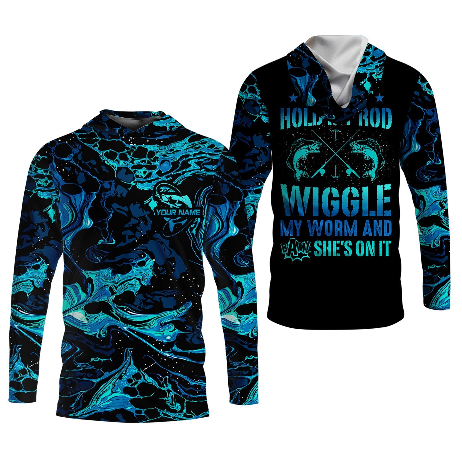 Fishing UPF Shirts, I Just Hold My Rod Wiggle My Worm, Women Fishing Shirt, SPF Long Sleeve Shirts Womens